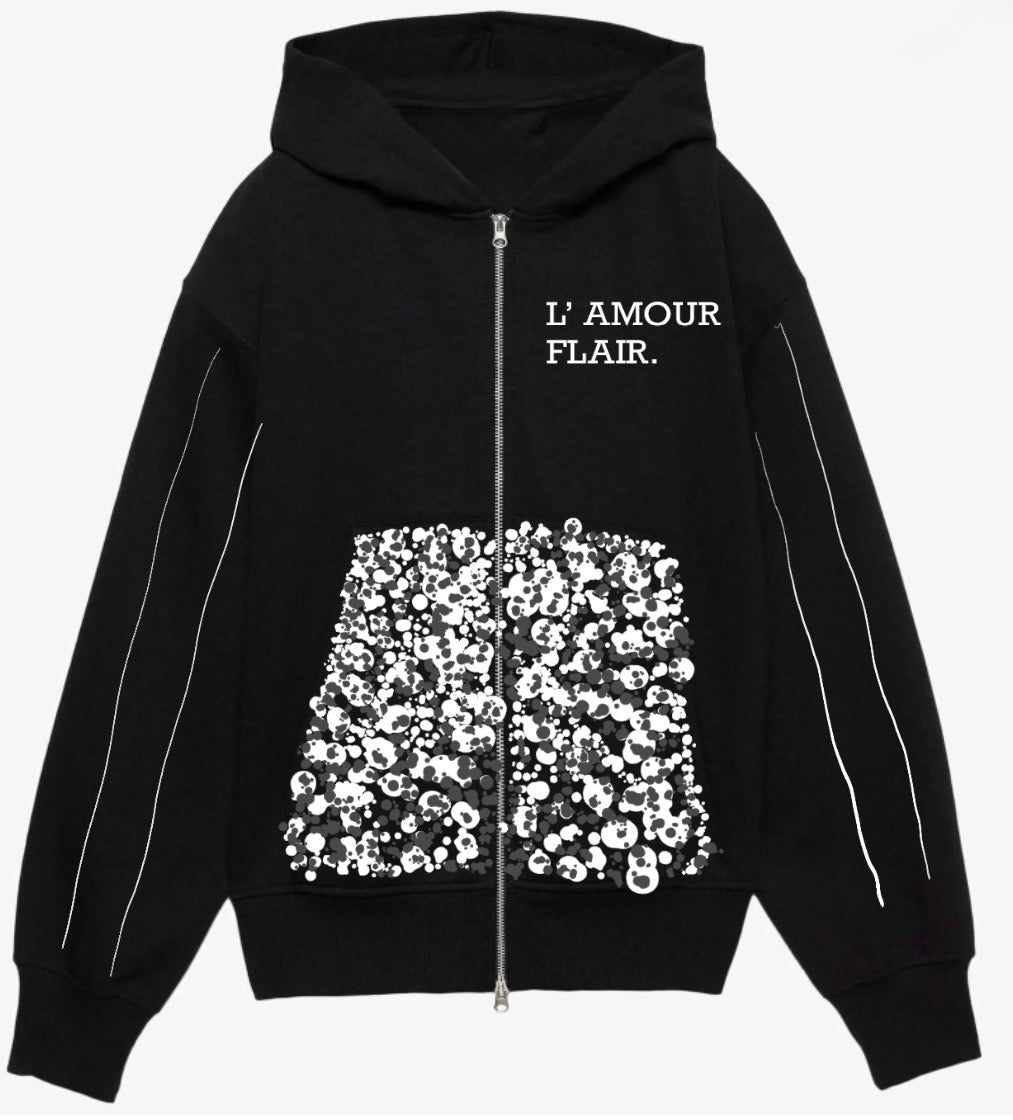 Monochrome Splash Zip-Hoodie